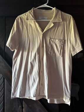 Both& Cream Short-Sleeve Button-Up Shirt